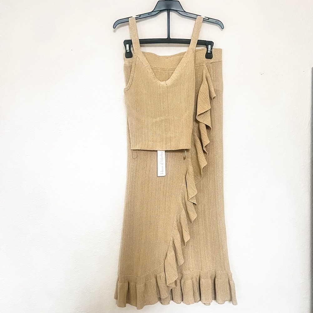 House Of Harlow 2 Piece Small Knit Set Festival Resort Wear Boho Glam - Picture 2 of 13